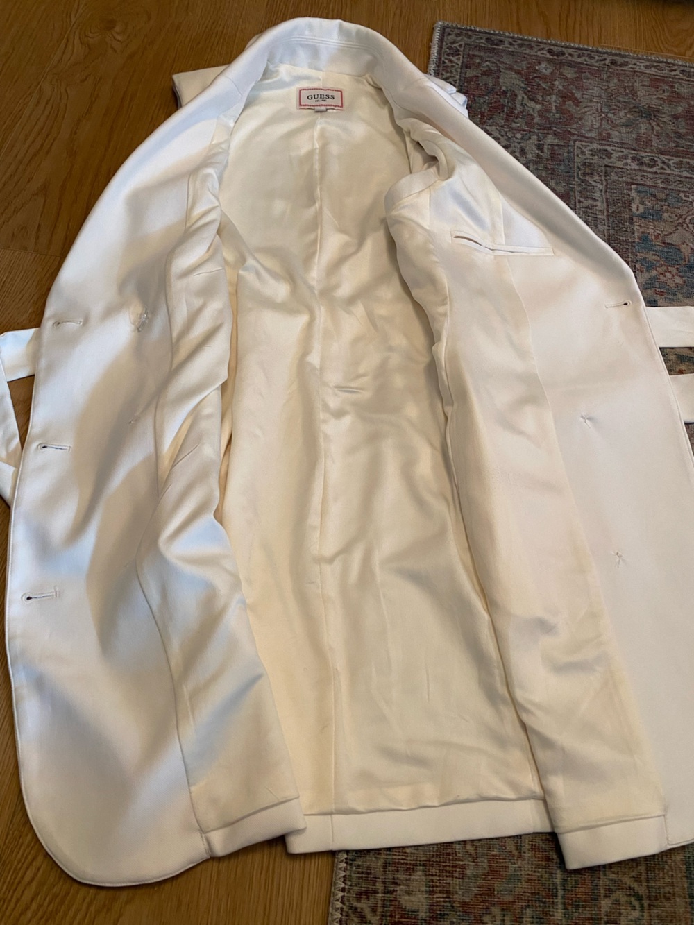 Guess Ivory Sleeveless Double-Breasted Belted Vest Blazer Dress Size 6 Old Money - Picture 11 of 14